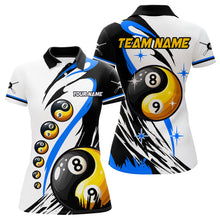 Load image into Gallery viewer, Personalized Yin-Yang Billiard Shirt For Women Custom 8 &amp; 9 Ball Funny Pool Team Jersey |Blue TDM4573