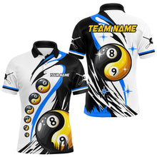 Load image into Gallery viewer, Personalized Yin-Yang Billiard Shirt For Men Custom 8 &amp; 9 Ball Funny Pool Team Jersey |Blue TDM4573