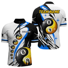 Load image into Gallery viewer, Personalized Yin-Yang Billiard Shirt For Men Custom 8 &amp; 9 Ball Funny Pool Team Jersey |Blue TDM4573