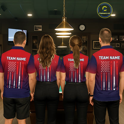 Personalized US Flag 8 Ball Billiard Pool Shirts For Women Custom Patriotic Billiard Team Jersey TDM7223