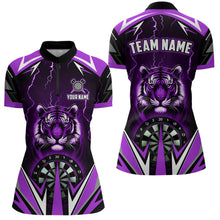 Load image into Gallery viewer, Personalized Tiger 3D Printed Darts Shirts For Women Custom Thunder Lightning Purple Darts  Jersey TDM2479