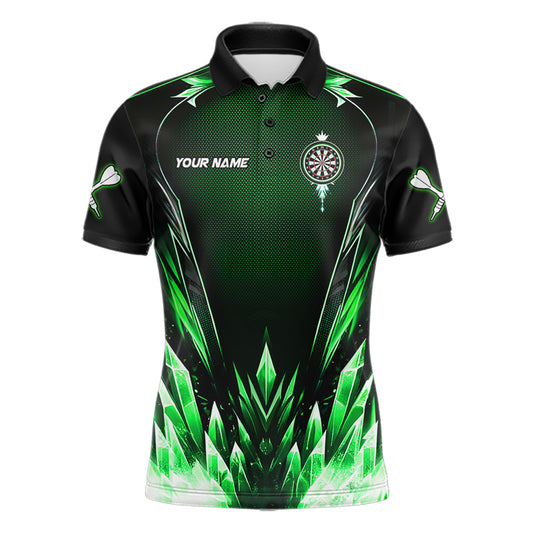 Personalized Green Dartboard Icy Darts Polo & 1/4 Zip Custom Dart Shirt For Men, Darts Team Jersey TDM5717