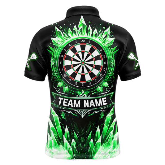 Personalized Green Dartboard Icy Darts Polo & 1/4 Zip Custom Dart Shirt For Men, Darts Team Jersey TDM5717