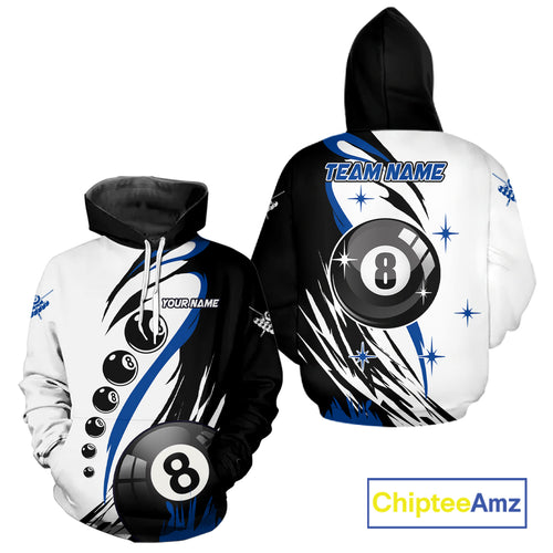 Personalized Funny Blue 8 Ball Pool Hoodie For Men And Women Custom Billiard Hoodie Team Jerseys TDM1230