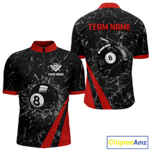 Load image into Gallery viewer, Black And Red Glass Break 8 Ball Billiard Shirt For Men Custom Pool Team Jersey Polo &amp; 1/4 Zip TDM6324