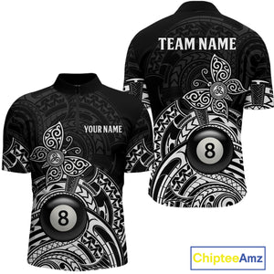 Custom White Black Tribal Butterfly Billiard Shirts For Men | 8 Ball Pool Team Jerseys TDM3987