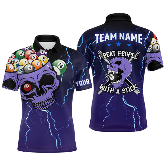 Personalized I Beat People With A Stick 3D Skull Full Printing Billiard Polo Shirts For Men TDM0363