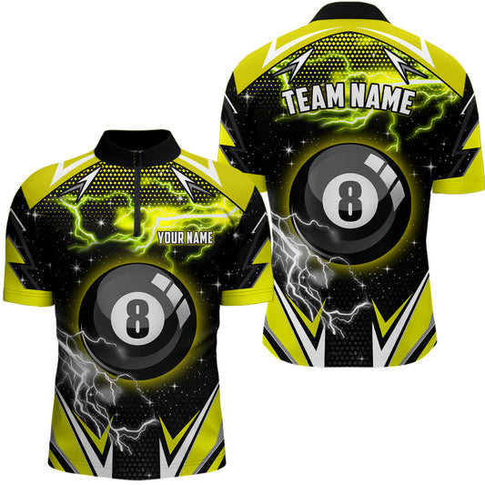 8 Ball Pool Billiard Jerseys Custom Yellow Men Quarter-Zip, Team League Billiard Shirts TDM0560