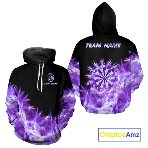 Funny Icy Purple Light Darts Hoodie Custom Darts Team Jersey Hoodie For Men And Women, Darts Apparel TDM2977