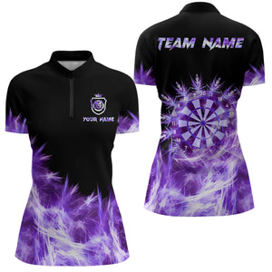 Icy Purple Light Womens Darts Polo & Quarter Zip Shirts Custom Dart Shirts For Team Darts Jerseys TDM2977