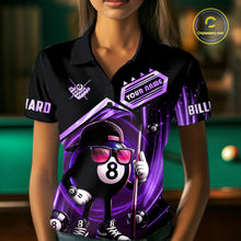 Load image into Gallery viewer, Purple Funny 8 Ball Billiard Shirt For Women Custom Pool Team Shirt, Billiard Jersey Polo &amp; 1/4 Zip TDM5207
