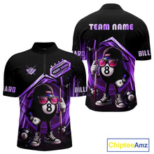 Load image into Gallery viewer, Purple Funny 8 Ball Billiard Shirt For Men Custom Pool Team Shirt, Billiard Jersey Polo &amp; 1/4 Zip TDM5207