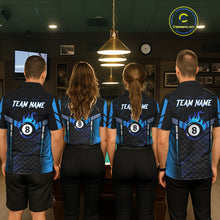 Load image into Gallery viewer, Personalized Blue 8 Ball Flame Billiard Polo &amp; Quarter Zip For Women, 8 Ball Pool Team Jersey TDM5731
