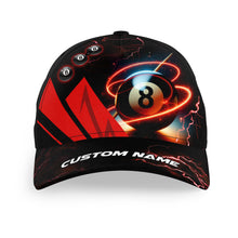 Load image into Gallery viewer, Red 8 Ball Pool Billiard Caps Hats Custom Adjustable 3D Billiard Baseball Caps For Pool Player TDM1447