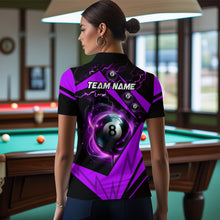 Load image into Gallery viewer, Purple 8 Ball Pool Billiard Jersey For Women Custom Billiard Polo Shirts Team League Billiard Shirts TDM1448