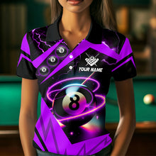 Load image into Gallery viewer, Purple 8 Ball Pool Billiard Jersey For Women Custom Billiard Polo Shirts Team League Billiard Shirts TDM1448