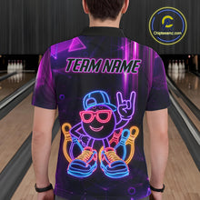 Load image into Gallery viewer, Funny Neon Bowling Ball Polo &amp; Quarter Zip Shirt For Men Custom Bowling League Team Jersey TDM6520