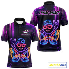 Load image into Gallery viewer, Funny Neon Bowling Ball Polo &amp; Quarter Zip Shirt For Men Custom Bowling League Team Jersey TDM6520