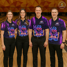 Load image into Gallery viewer, Funny Neon Bowling Ball Polo &amp; Quarter Zip Shirt For Men Custom Bowling League Team Jersey TDM6520