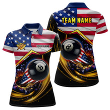 Load image into Gallery viewer, American Flag 8 Ball Pool Billiard Shirts For Women Custom Patriotic 4Th Of July Billiard Jerseys TDM1824