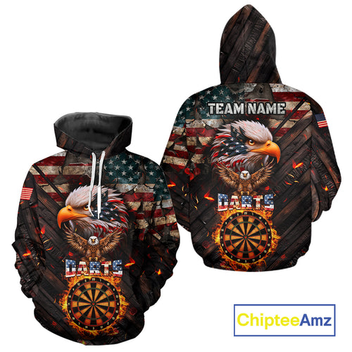 American Flag Eagle Fire Darts Hoodie Custom Patriotic Darts Team Jersey Hoodie For Men And Women TDM1828