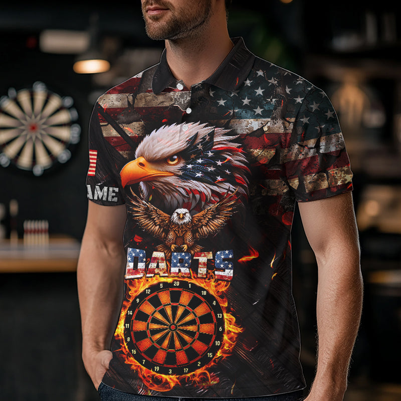 American Flag 3D Dartboard Fire Flame Custom Eagle Darts Shirt For Men, Patriotic Darts Team Jersey TDM1828