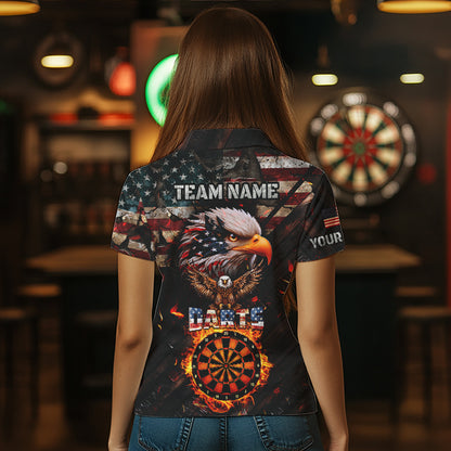 American Flag 3D Dartboard Fire Flame Custom Eagle Darts Shirt For Women, Patriotic Darts Team Jersey TDM1828