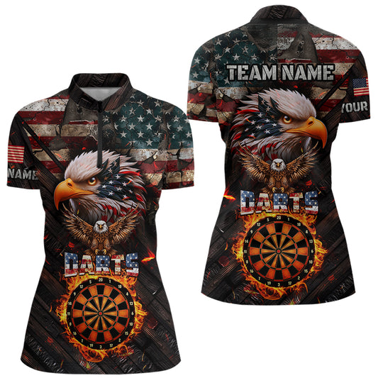 American Flag 3D Dartboard Fire Flame Custom Eagle Darts Shirt For Women, Patriotic Darts Team Jersey TDM1828