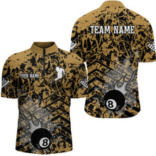 Load image into Gallery viewer, Personalized Flame 8 Ball Custom Yellow Camo Abstract Billiard Shirt For Men, Pool Billiard Jerseys TDM2987