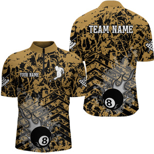 Personalized Flame 8 Ball Custom Yellow Camo Abstract Billiard Shirt For Men, Pool Billiard Jerseys TDM2987