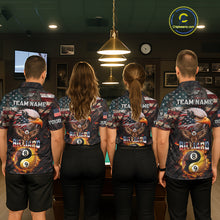 Load image into Gallery viewer, American Flag 8 &amp; 9 Ball Yin-Yang Fire Custom Eagle Billiard Shirt For Women, Pool Team Jersey TDM5933