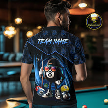Load image into Gallery viewer, Blue Funny 8 Ball Pool Billiard Shirt For Men Custom Flame Billiard Team Jersey Polo &amp; 1/4 Zip TDM6346