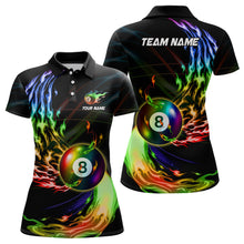 Load image into Gallery viewer, Personalized 8 Ball Pool Rainbow Fire Flame Billiard Shirts For Women, Colorful Billiard Jerseys TDM3240