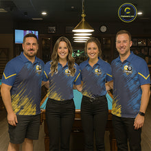 Load image into Gallery viewer, Personalized Blue Yellow 8 Ball &amp; 9 Ball Pool Polo &amp; 1/4 Zip For Men Custom Team Billiard Jersey TDM5745