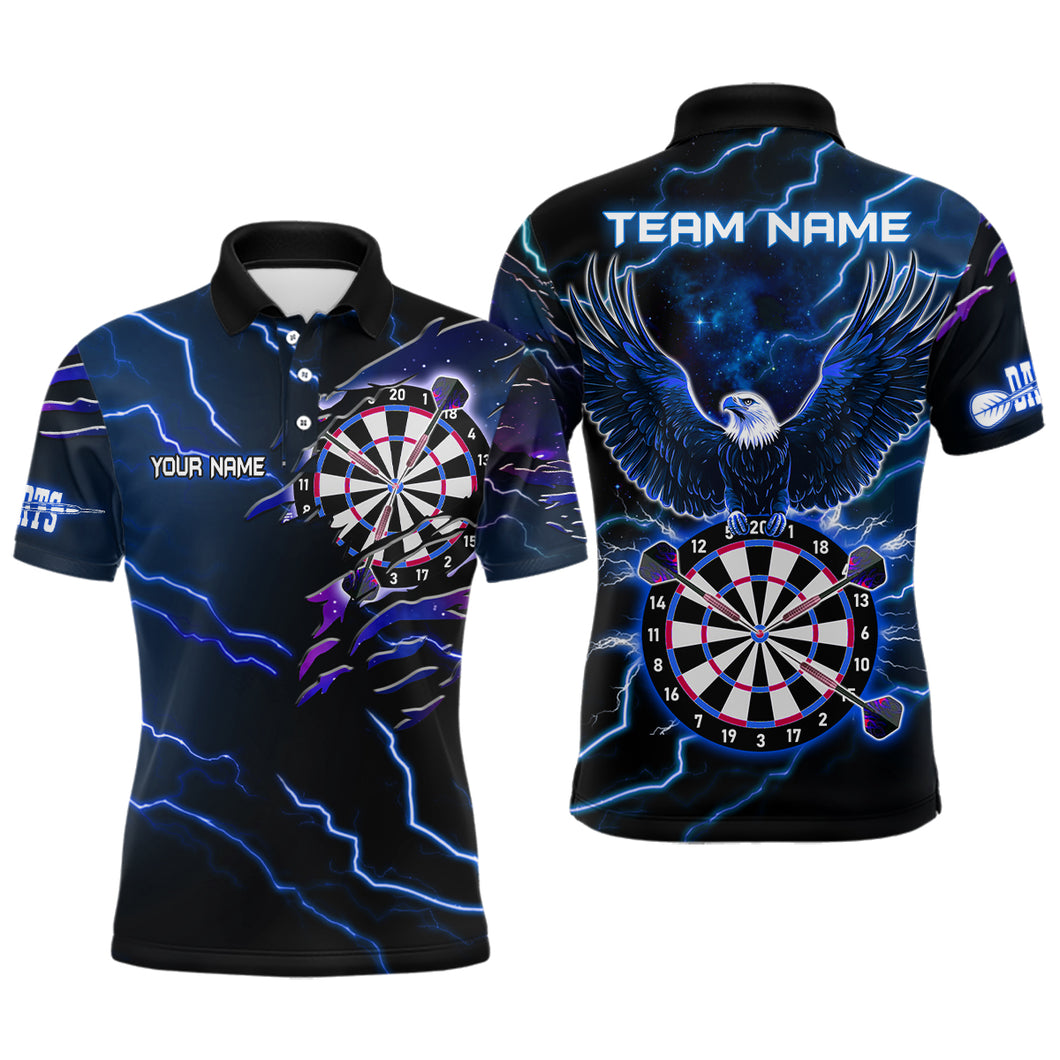 Personalized Thunder Lightning Eagle Blue Darts Shirt Polo & Quarter Zip For Men Dart Team Jersey TDM3580