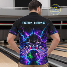 Load image into Gallery viewer, Neon Funny Shark Bowling Jersey Polo &amp; 1/4 Zip For Men Custom Bowling Team Jersey, Bowling Uniform TDM6360