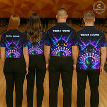 Load image into Gallery viewer, Neon Funny Shark Bowling Jersey Polo &amp; 1/4 Zip For Men Custom Bowling Team Jersey, Bowling Uniform TDM6360