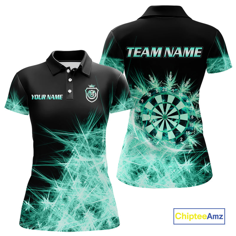 Teal Icy Light Darts Polo & Quarter Zip Shirts For Women Custom Dart Shirts For Team Darts Jerseys TDM7271