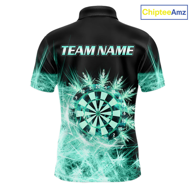 Teal Icy Light Darts Polo & Quarter Zip Shirts For Men Custom Dart Shirts For Team Darts Jerseys TDM7271