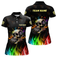 Load image into Gallery viewer, Personalized Funny 3D Darts Skull Colorful Fire Darts Polo Shirts For Women Custom Dart Team Jerseys TDM1261