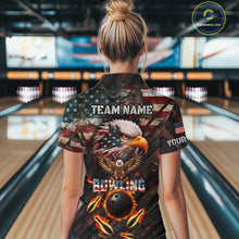 Load image into Gallery viewer, Vintage American Flag Bowling Shirt For Women Custom Eagle Bowling Team Jersey Polo &amp; 1/4 Zip TDM6107