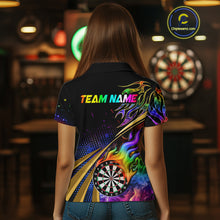 Load image into Gallery viewer, Personalized Colorful Flame Darts Shirt For Women Custom Darts League Team Jerseys Polo &amp; 1/4 Zip TDM4215