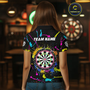 Funny Colorful Paint Darts Jersey For Women Custom Polo & Quarter Zip Darts Team Shirts Outfit TDM4602