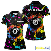 Load image into Gallery viewer, Funny 8 Ball Pool Colorful Paint Splash Custom Billiard Shirt For Women, Billiard Team Jersey Outfit TDM4603