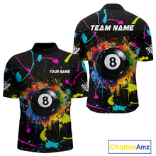 Load image into Gallery viewer, Funny 8 Ball Pool Colorful Paint Splash Custom Billiard Shirt For Men, Billiard Team Jersey Outfit TDM4603