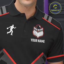 Load image into Gallery viewer, Personalized Bowling Jersey For Men Custom Black And Red Bowling Team Shirt Polo &amp; 1/4 Zip TDM6116