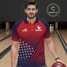 Load image into Gallery viewer, American Flag Bowling Jersey For Men, Custom Patriotic Bowling League Team Shirts Polo &amp; 1/4 Zip TDM6544
