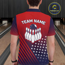 Load image into Gallery viewer, American Flag Bowling Jersey For Men, Custom Patriotic Bowling League Team Shirts Polo &amp; 1/4 Zip TDM6544
