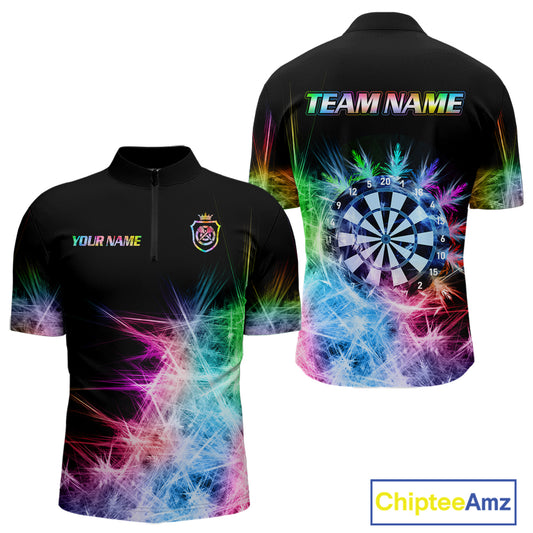 Icy Colorful Light Mens Darts Polo & Quarter Zip Shirts Custom Dart Shirts For Team Darts Jerseys TDM5255