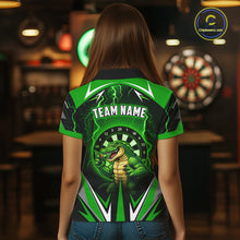Load image into Gallery viewer, Green Funny Alligator Darts Shirt For Women Custom Lightning Darts Team Jersey Polo &amp; 1/4 Zip TDM5966